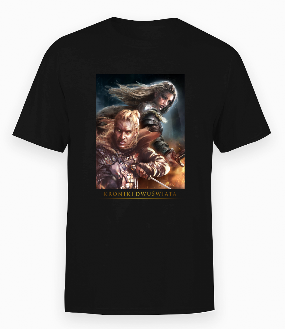 T-shirt czarny z grafiką Kronik Dwuświata