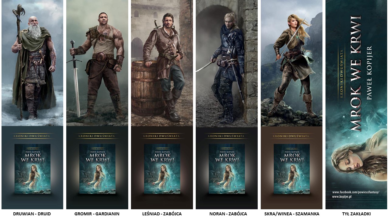 Bookmark set featuring characters from Kroniki Dwuświata